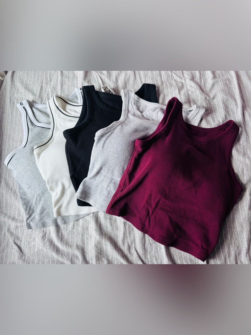 Uniqlo Contour Ribbed Cropped Bra Top Ribbed Crop Top Size Small